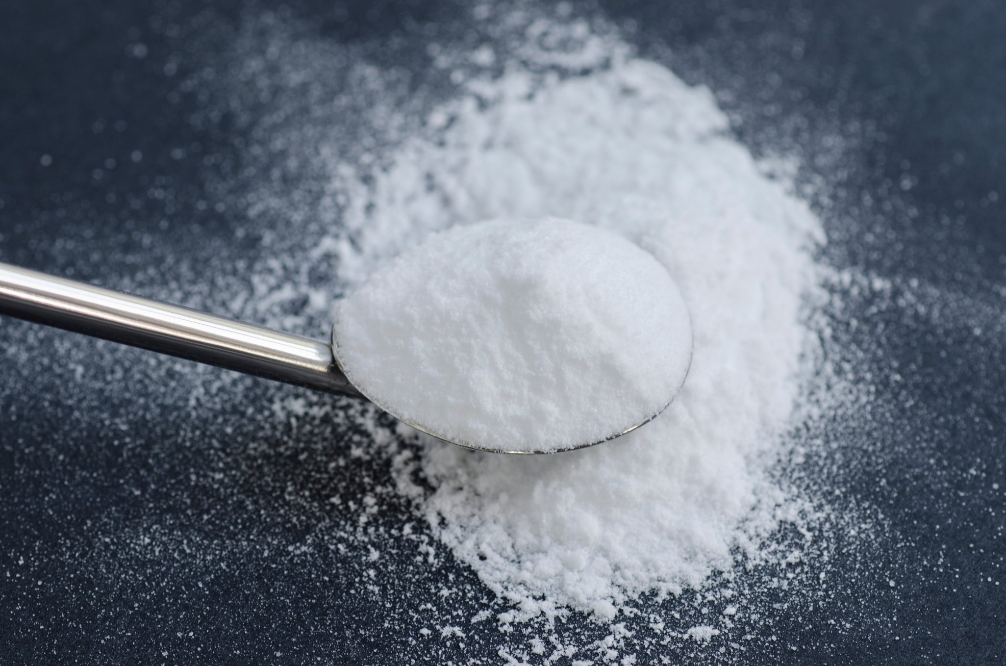 Sodium bicarbonate in a spoon