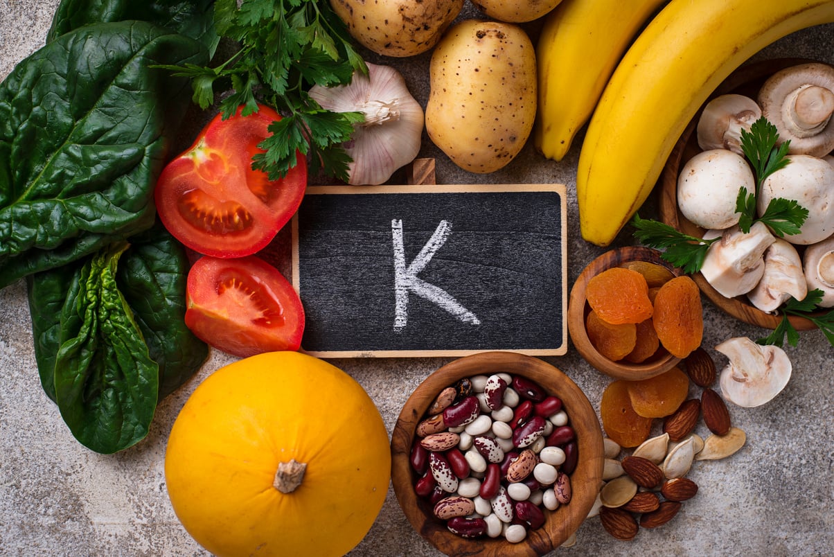 Products containing potassium. Healthy food concept