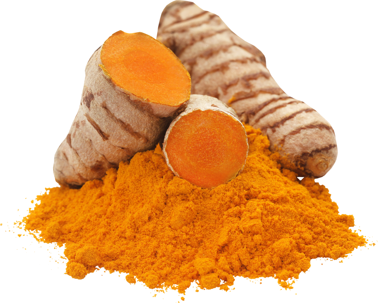 Raw Turmeric with Powder Cutout